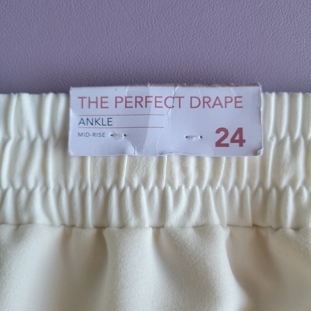 Lane Bryant Perfect Drape Pull-On Relaxed Ankle White Tan Pants Plus Size 24 NWT - Picture 6 of 10
